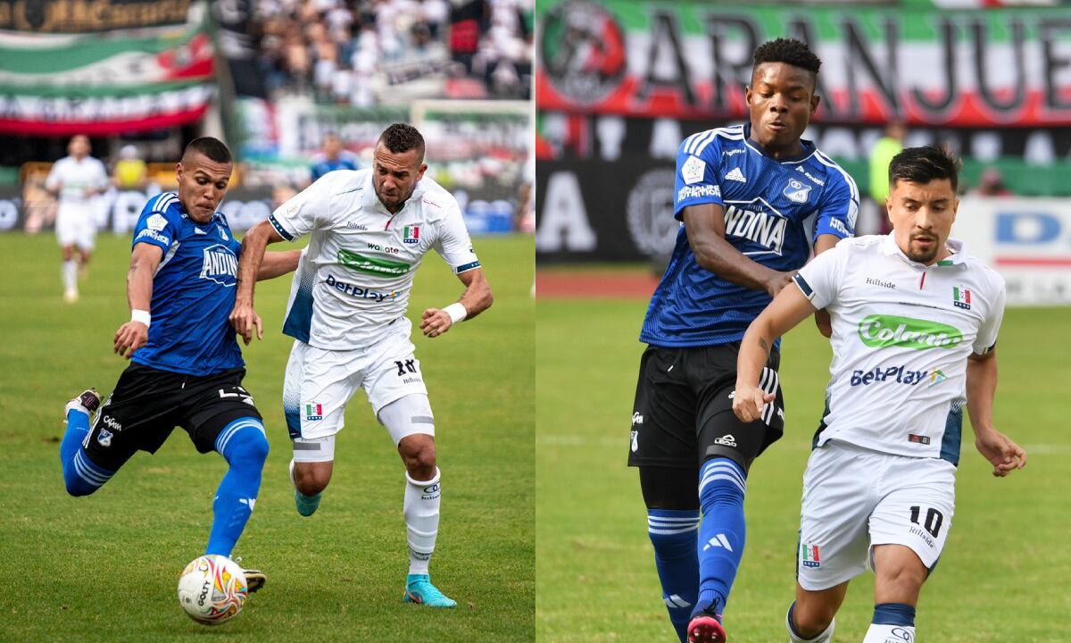 Once Caldas vs. Millonarios. Fecha 6 Liga BetPlay I-2023. Foto: Twitter Millonarios FC (@MillosFCoficial)//Twitter Once Caldas DAF (@oncecaldas).