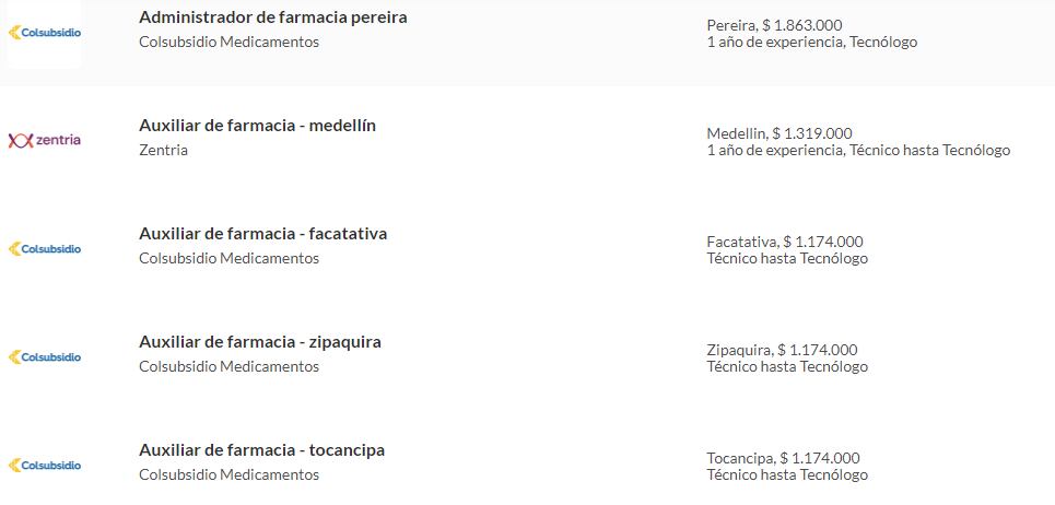 Estas son las ofertas de empleo disponibles para trabajar en farmacias. Conozca estas y otras ofertas ingresando en: https://www.semana.com/empleos/