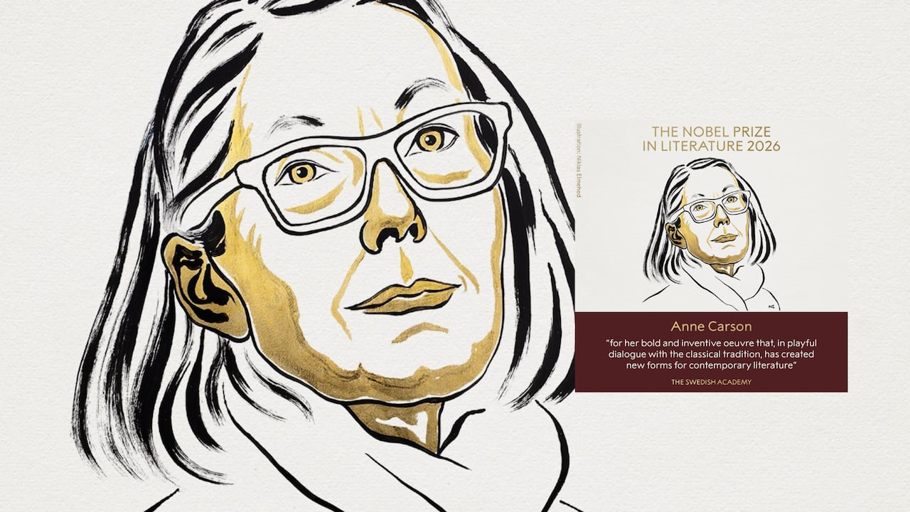 La canadiense Anne Carson (Toronto, 1950) gana el premio Nobel de Literatura.
