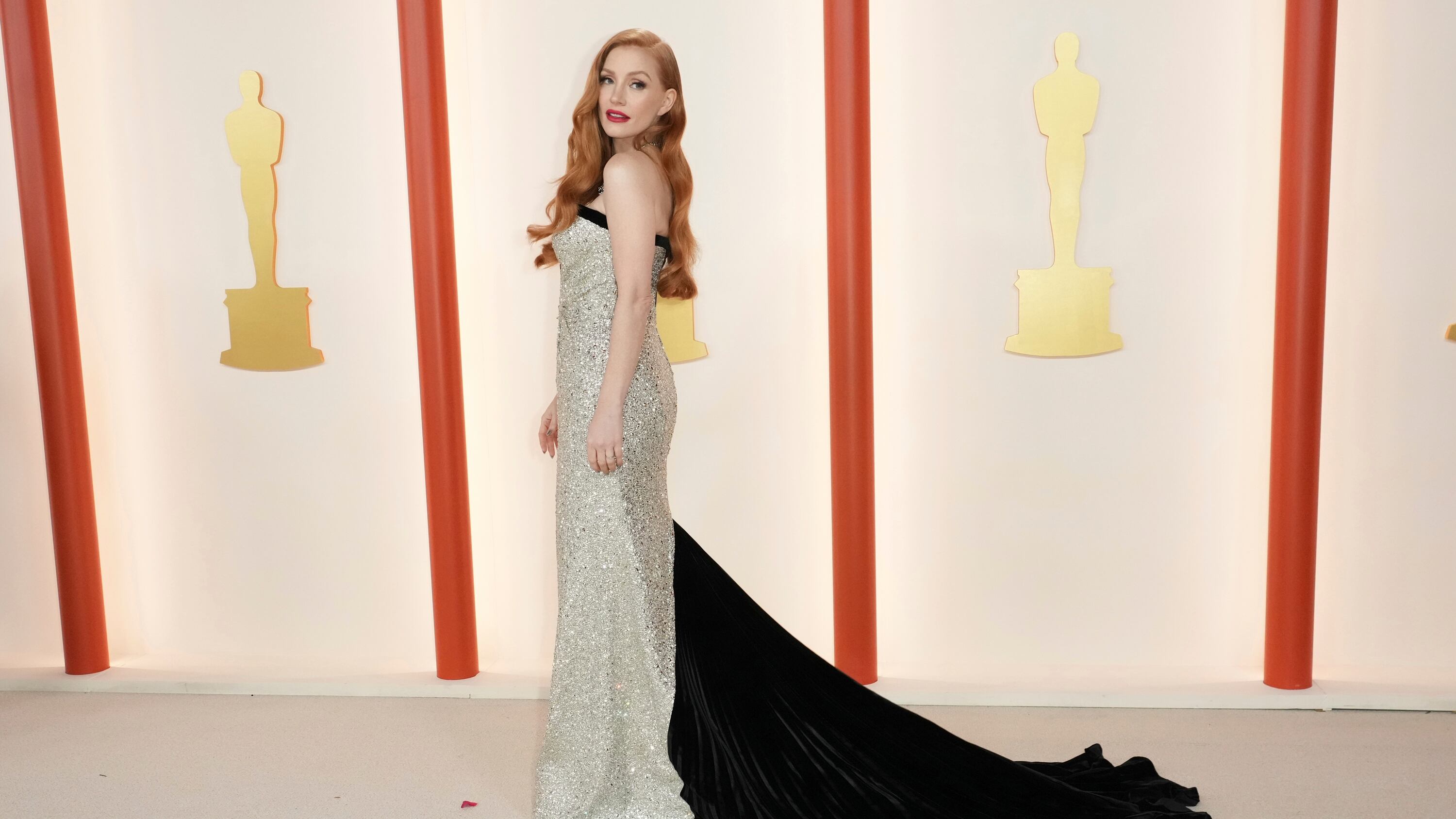 Jessica Chastain arrives at the Oscars on Sunday, March 12, 2023, at the Dolby Theatre in Los Angeles. (Photo by Jordan Strauss/Invision/AP)