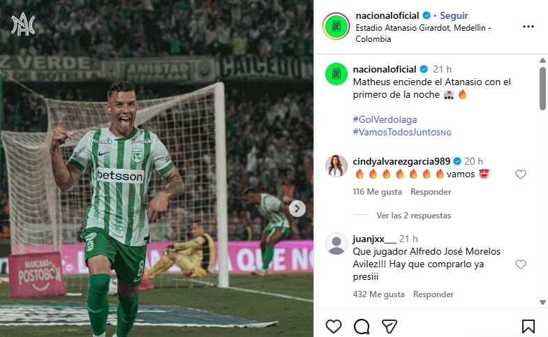 Pantallazo de Instagram donde se ve a Morelos en un gesto contra Soto.