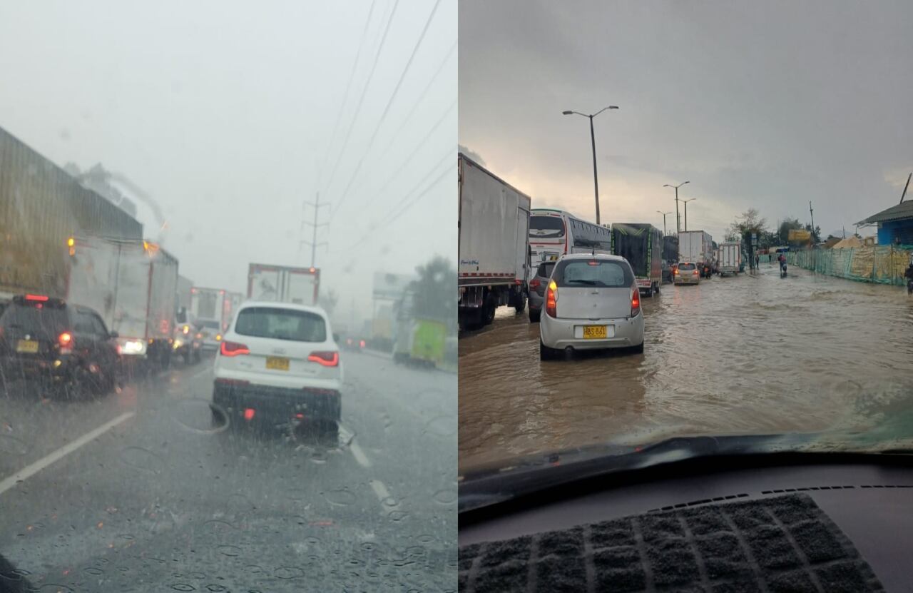 El aguacero ha generado congestión en esta zona.