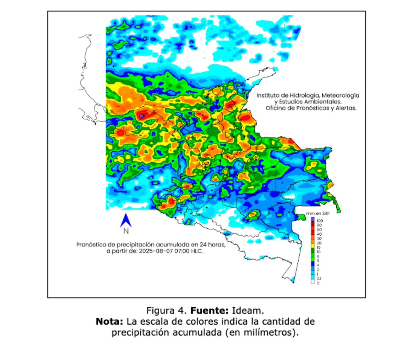 Pronóstico Ideam jueves 7 de agosto de 2025