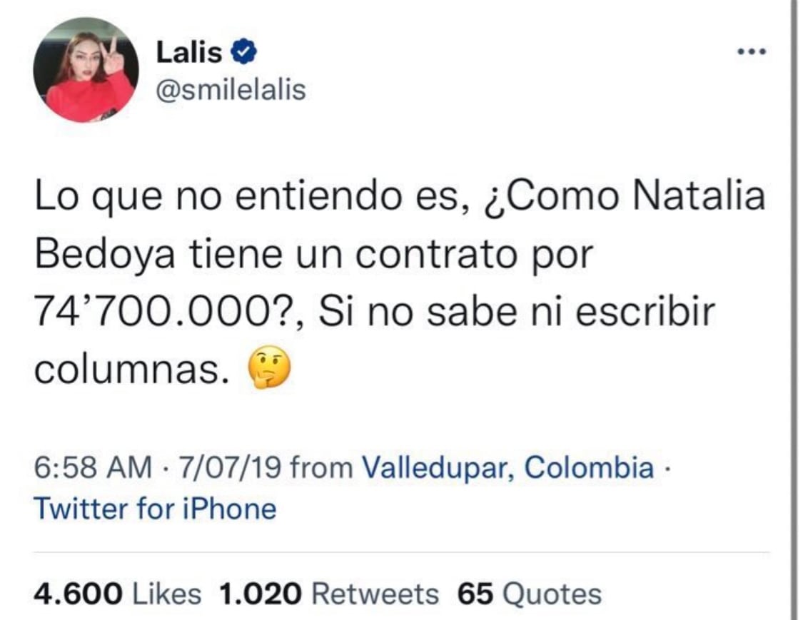 La influencer Lalis, era crítica de quienes firmaban contratos con el Estado.
