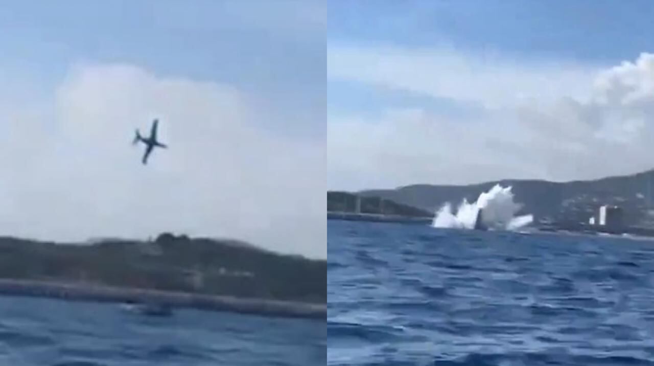 Las imágenes muestran el accidente del avión.