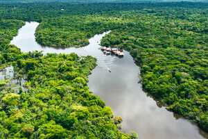 Vista aérea de la selva amazónica en Perú, América del Sur. Bosque verde. Vista panorámica. Selva en Perú.
