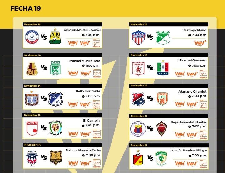 Fecha 19, Liga Betplay 2024-II