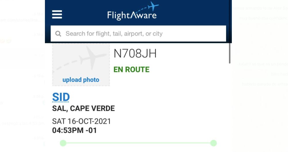 Monitoreo del avión que traslada a Alex Saab