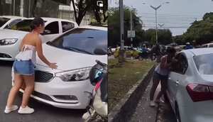 El altercado causó conmoción en una concurrida vía de Barrancabermeja.