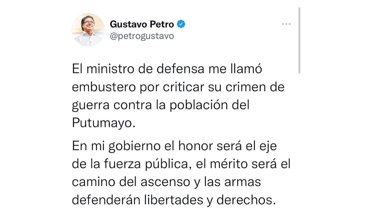 Gustavo Petro dio su opinión sobre el operativo del Ejercito en vereda del Putumayo