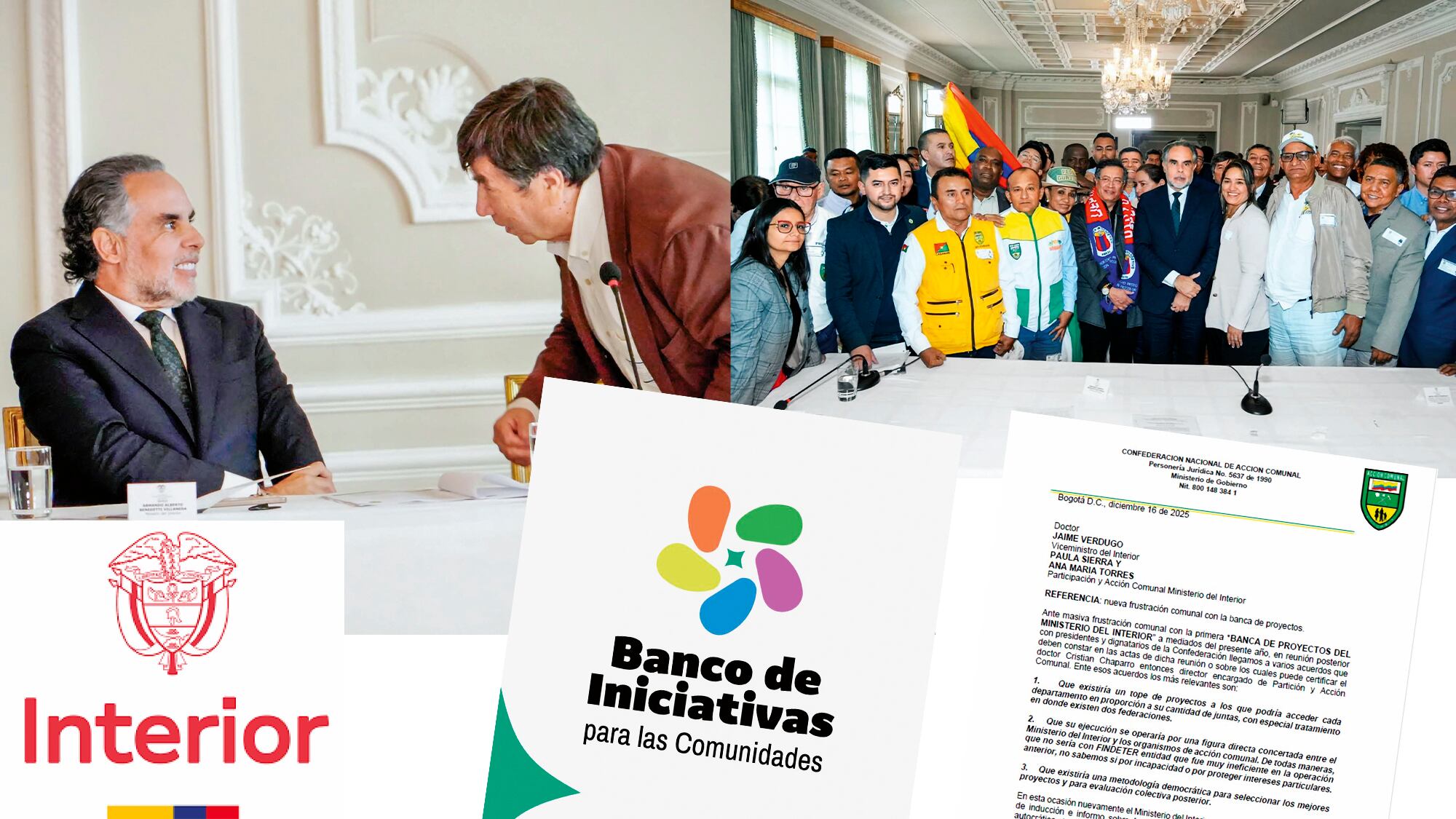 El ministro del Interior, Armando Benedetti, ha contado con los líderes comunales para organizar en territorio sus propuestas de consulta popular y asamblea nacional constituyente.