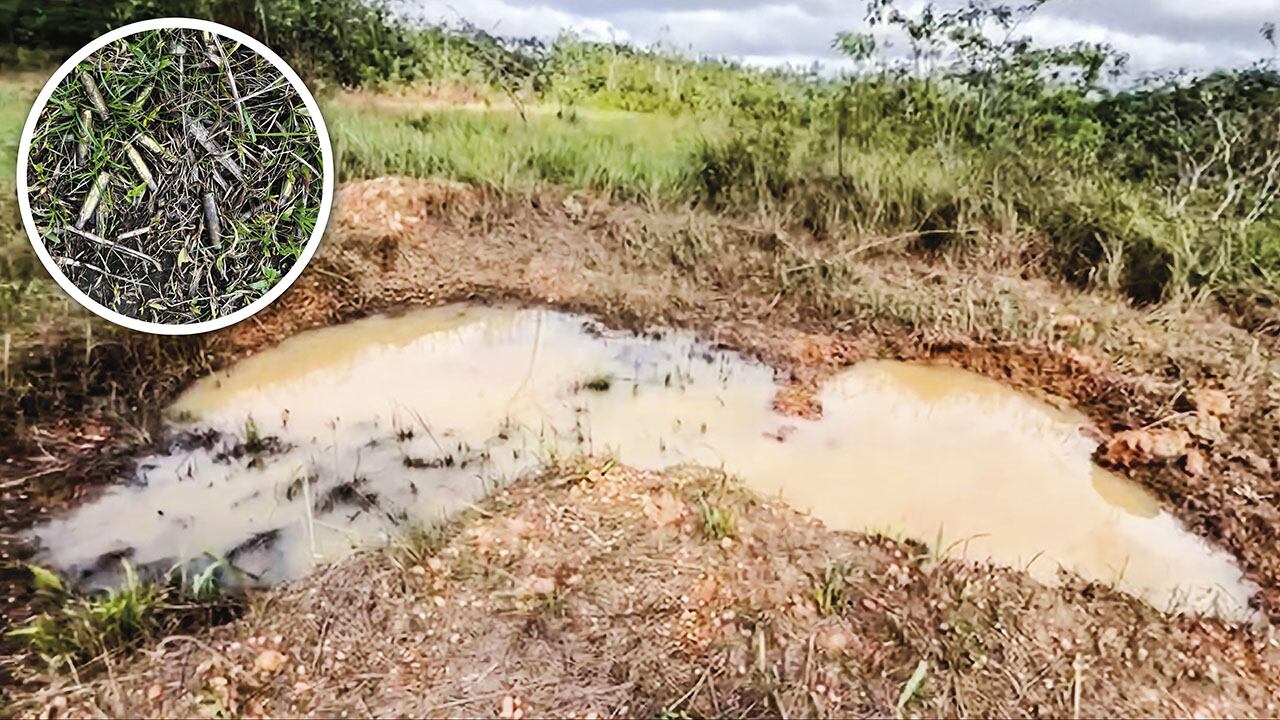 El hueco en la tierra lo produjo la explosión de las bombas lanzadas, según le contaron los pobladores a SEMANA.