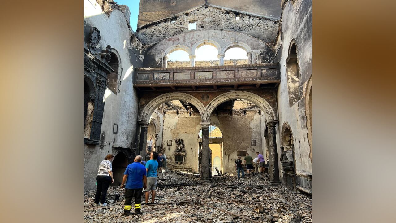 Convento de Santa María de Jesús en Palermo, calcinado por las llamas. Aquí se encontraba el cuerpo incorrupto de San Benito.