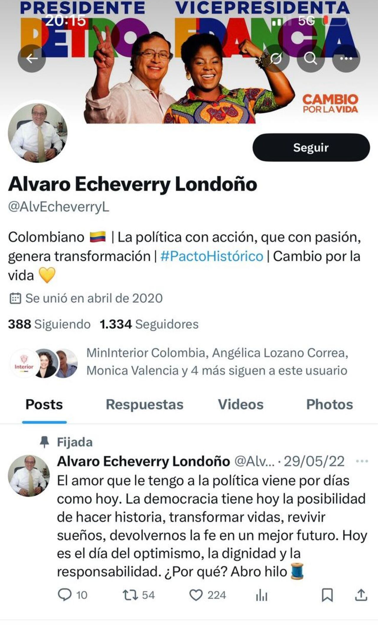Perfil de X de Álvaro Echeverry.