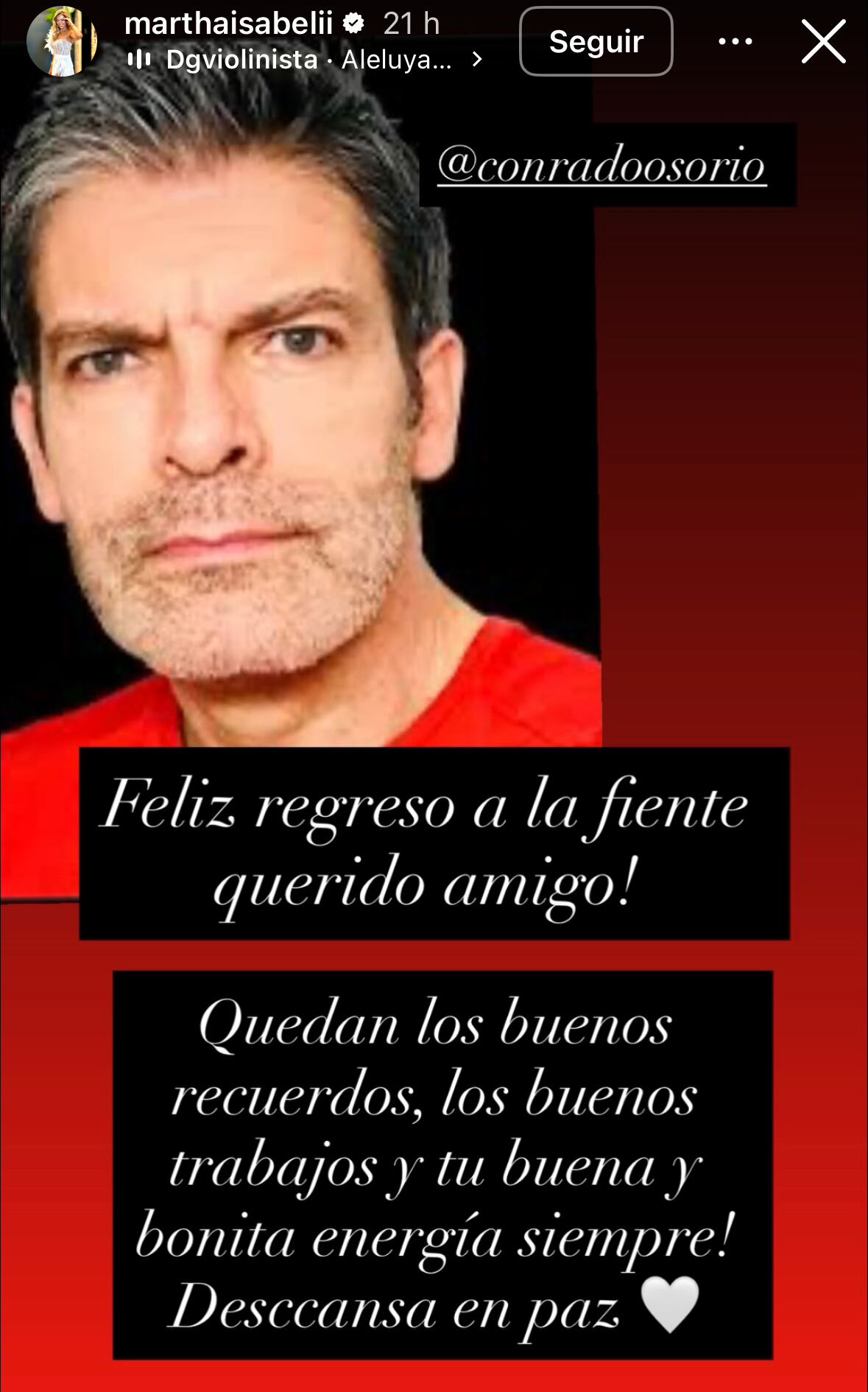 Martha Isabel Bolaños se pronunció por la muerte de su amigo y colega.