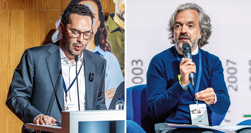   Andrés Velasco, presidente de Asofondos, y Juan Daniel Oviedo, concejal de Bogotá, intervinieron en un foro sobre la implementación de la reforma.