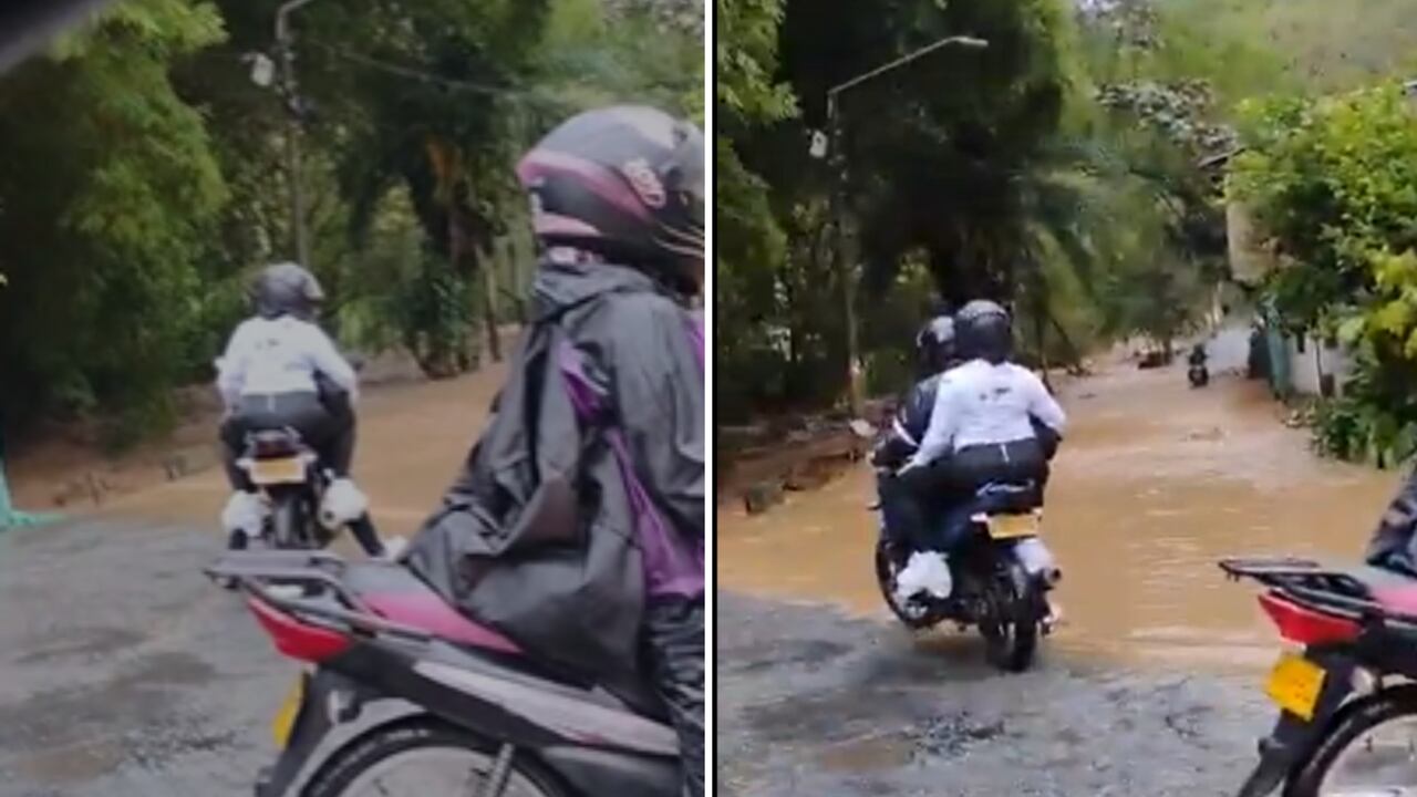Debido a las fuertes lluvias, se registra un desbordamiento en la vía que conduce a Montebello.