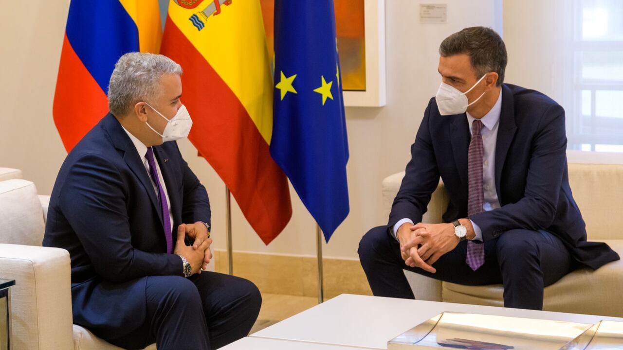 Colombia y España firman cuatro acuerdos bilaterales. El presidente Iván Duque se reunió con su homólogo de España, Pedro Sánchez. Madrid (España) 16 de septiembre 2021.