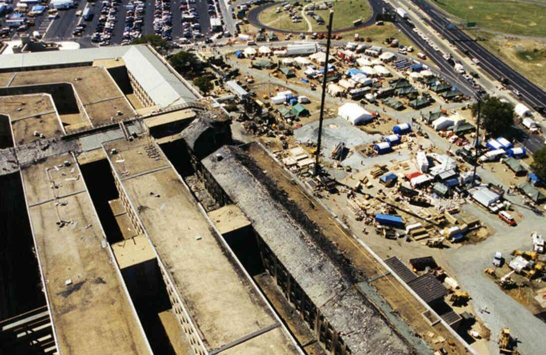 Toma cenital del Pentágono. El ejercito estadounidense sufrió 75 bajas, más que cualquier otra rama de las fuerzas armadas que trabajan en la sede del Departamento de Defensa Foto: FBI