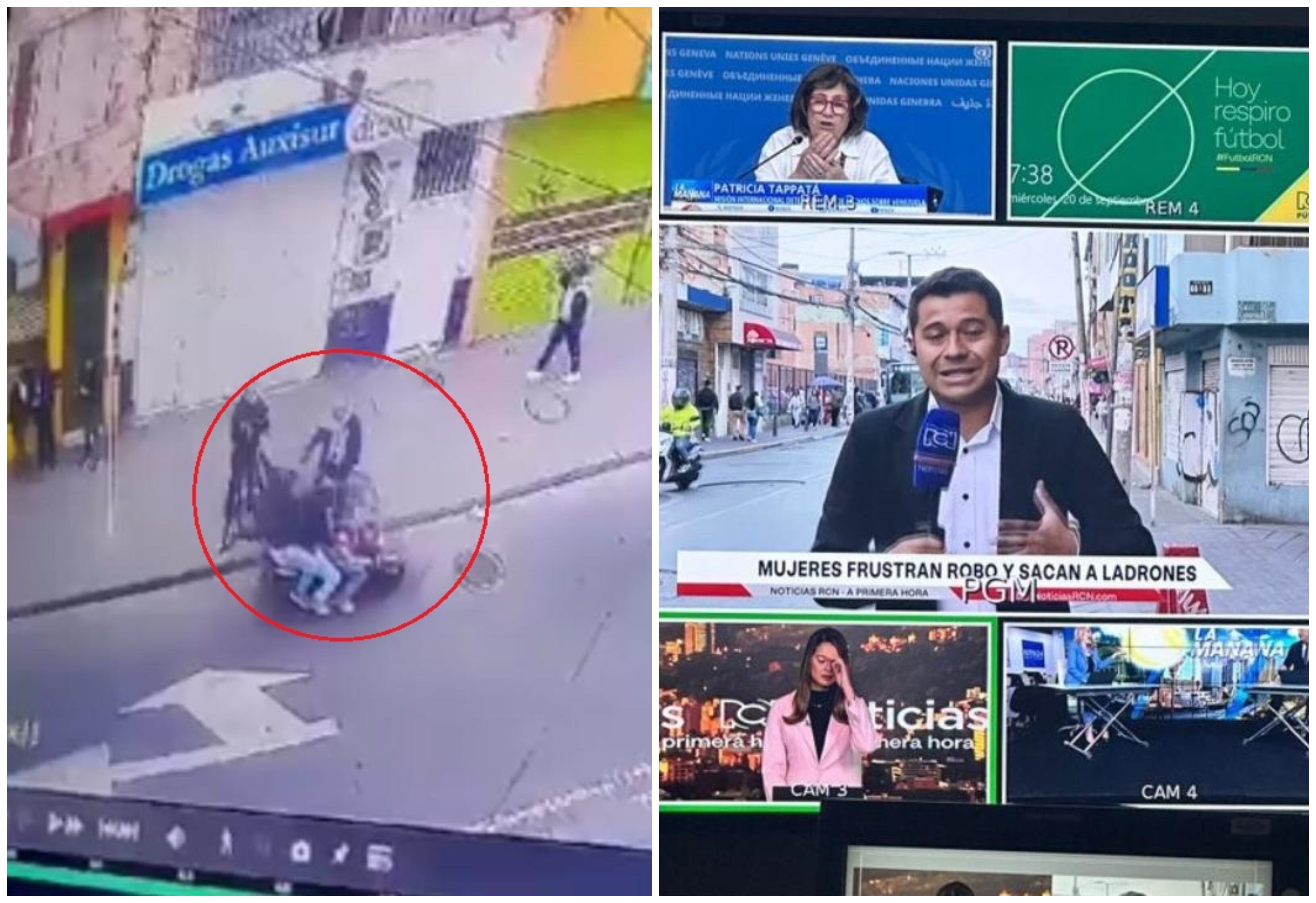 El momento en que ladrones en moto roban la cámara a periodista de RCN.