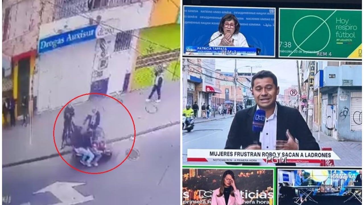 El momento en que ladrones en moto robaron la cámara a periodista y camarógrafo de RCN.