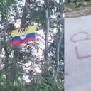 Bandera y grafiti de las FARC en el norte de Cesar