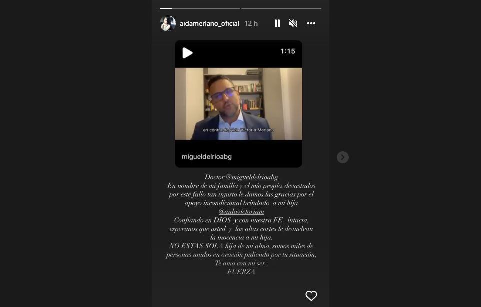 Mensaje de Aida Merlano