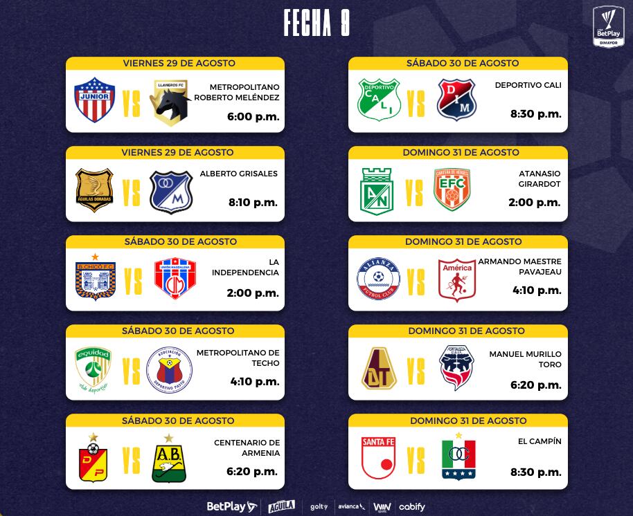 Liga BetPlay 2025 segundo semestre fecha 9