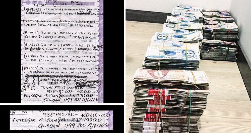 Como constancia para las cuentas que tenía que rendir a su jefe Otoniel, tomaba fotos de los paquetes de 10.000, 8.000 y 5.000 millones de pesos que repartía en efectivo.