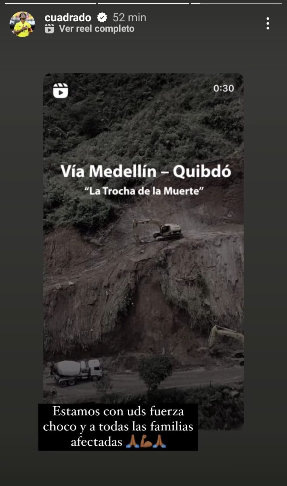 Mensaje de Juan Guillermo Cuadrado sobre la tragedia en Chocó