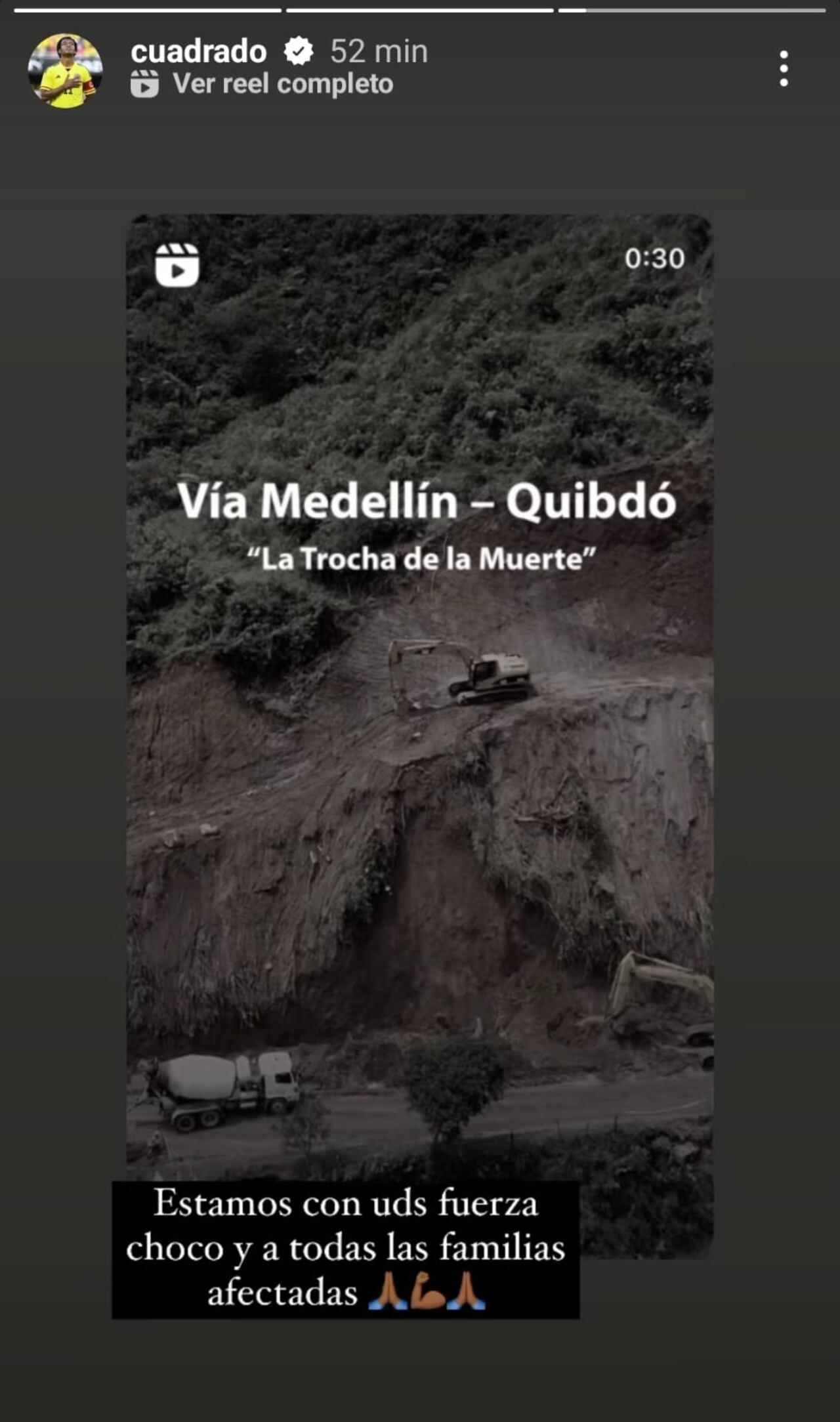 Mensaje de Juan Guillermo Cuadrado sobre la tragedia en Chocó