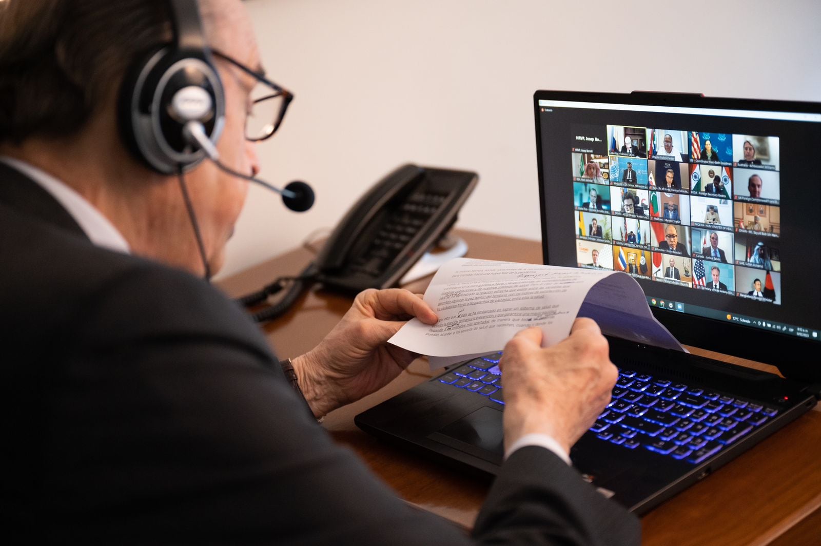 La intervención de Álvaro Leyva en la Reunión Ministerial sobre el Plan de Acción Global contra el Covid-19.