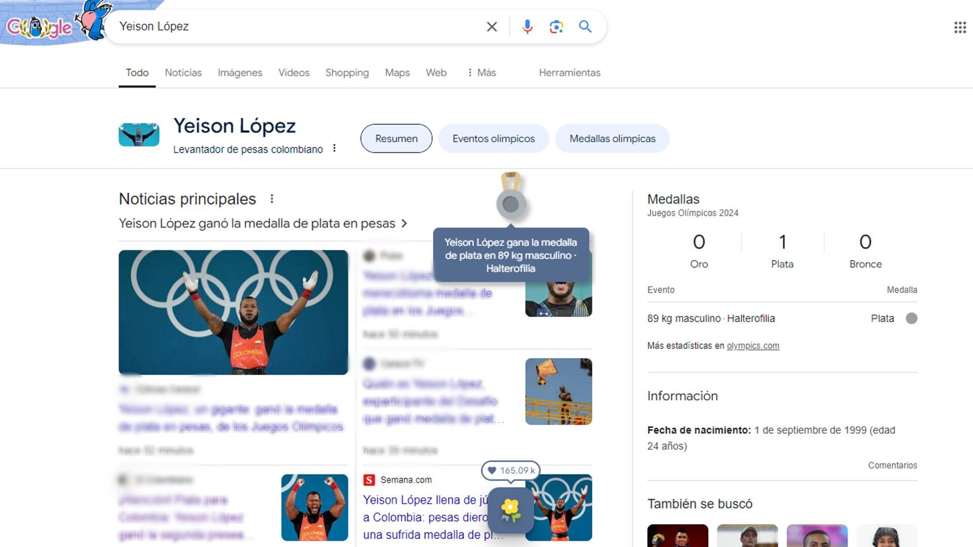 Google homenajeó a Yeison López.