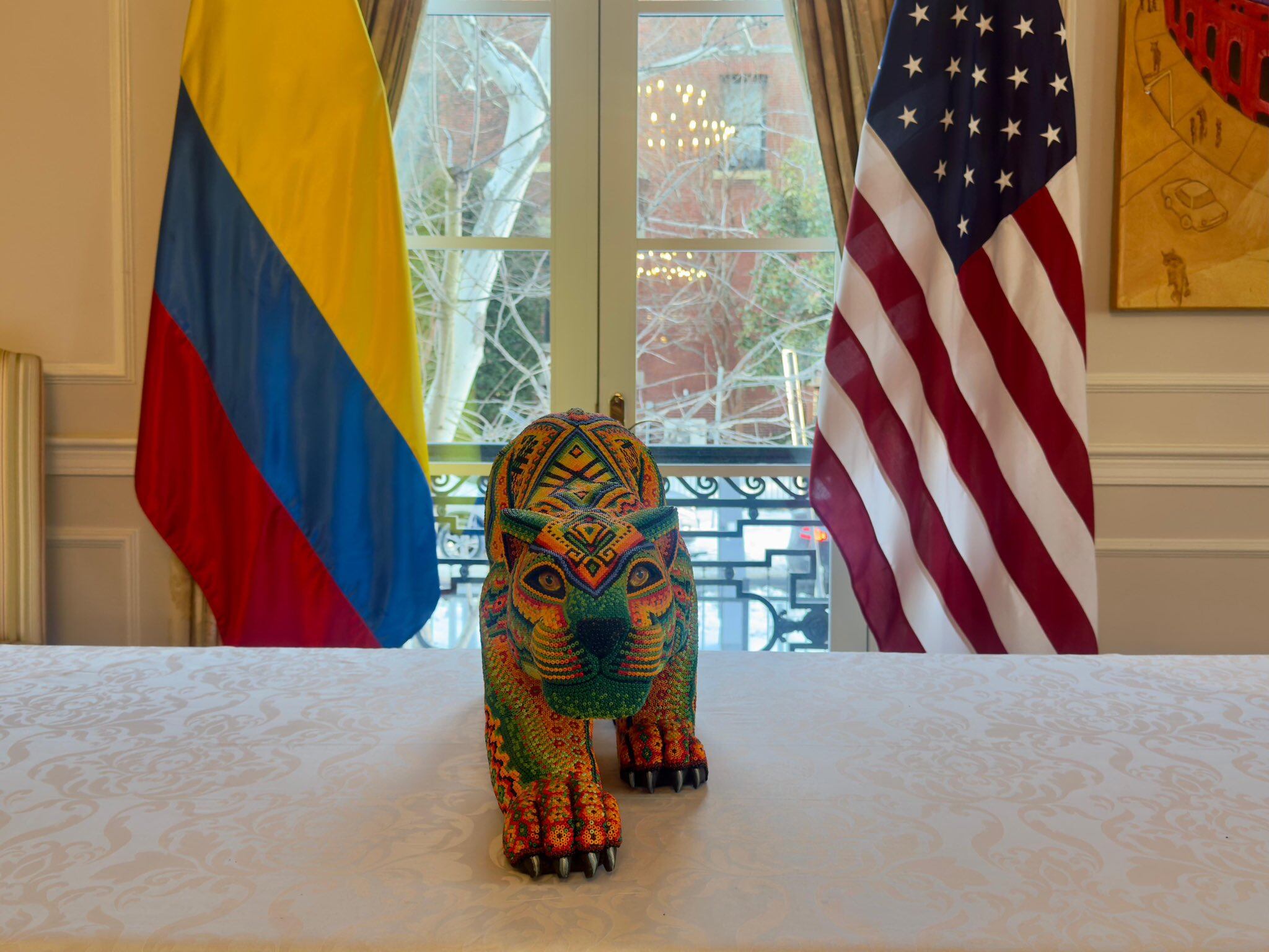 El jaguar que obsequió el mandatario colombiano a su par estadounidense.