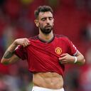 El portugués Bruno Fernandes reacciona al final de un partido del Manchester United ante el Brighton, el sábado 16 de septiembre de 2023 (AP Foto/Dave Thompson)