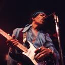 Jimi Hendrix (1942 - 1970) performing at Madison Square Garden, New York City, 18th May 1969. (Photo by Walter Iooss Jr./Getty Images)