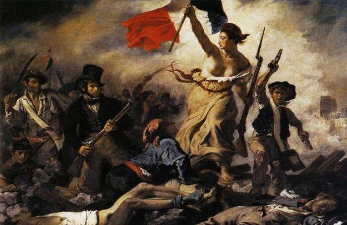 "La Libertad guiando al pueblo" (1830), de Eugène Delacroix, es una de las imágenes más representativas de la Revolución Francesa. Representa una escena del 28 de julio de 1830, pocos días antes de que fuera derrocado Carlos X de Francia.