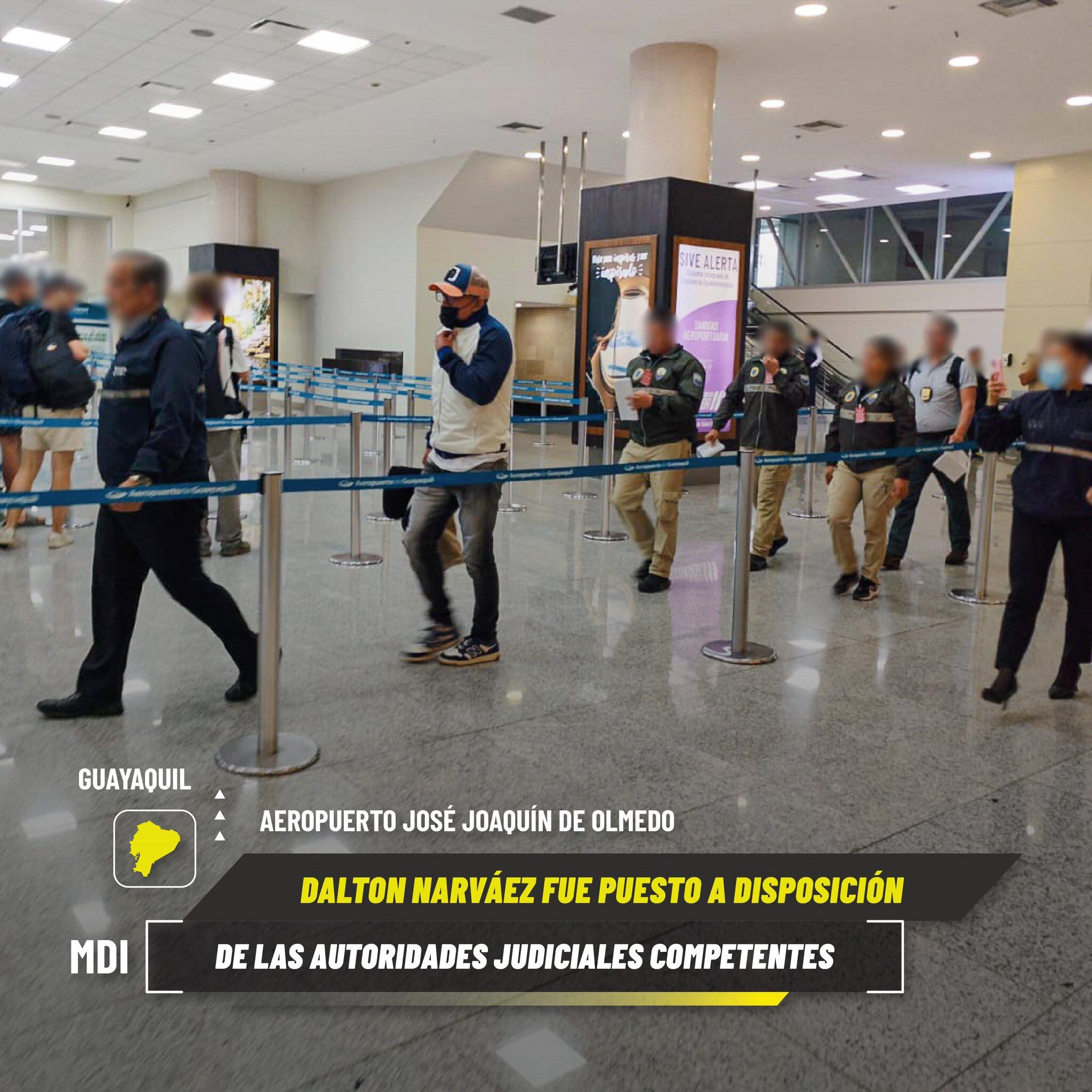 Dalton Narváez llegó al Aeropuerto Internacional José Joaquín de Olmedo en Guayaquil desde Colombia.