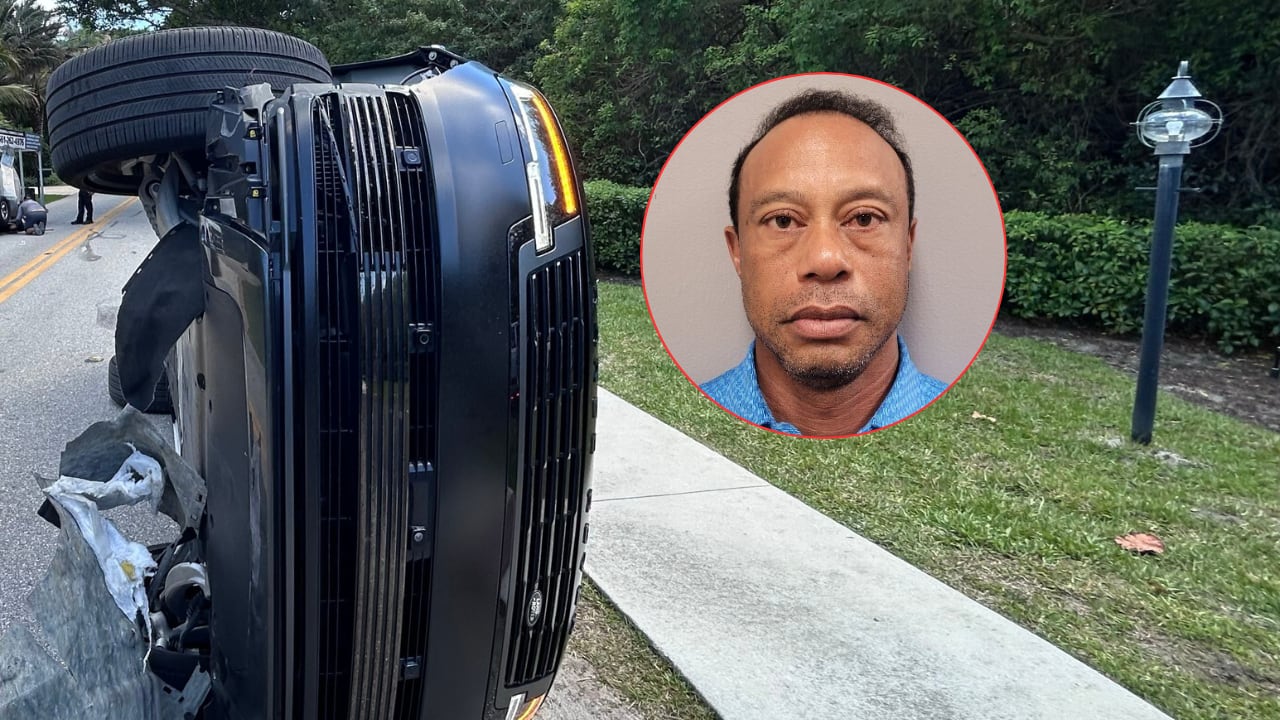 Tiger Woods y su más reciente accidente en Estados Unidos incluyó el volcamiento de un auto.