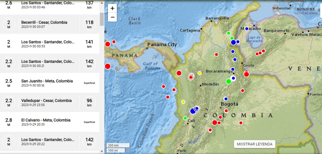 El SGC reporta en tiempo real la actividad sísmica en el país.