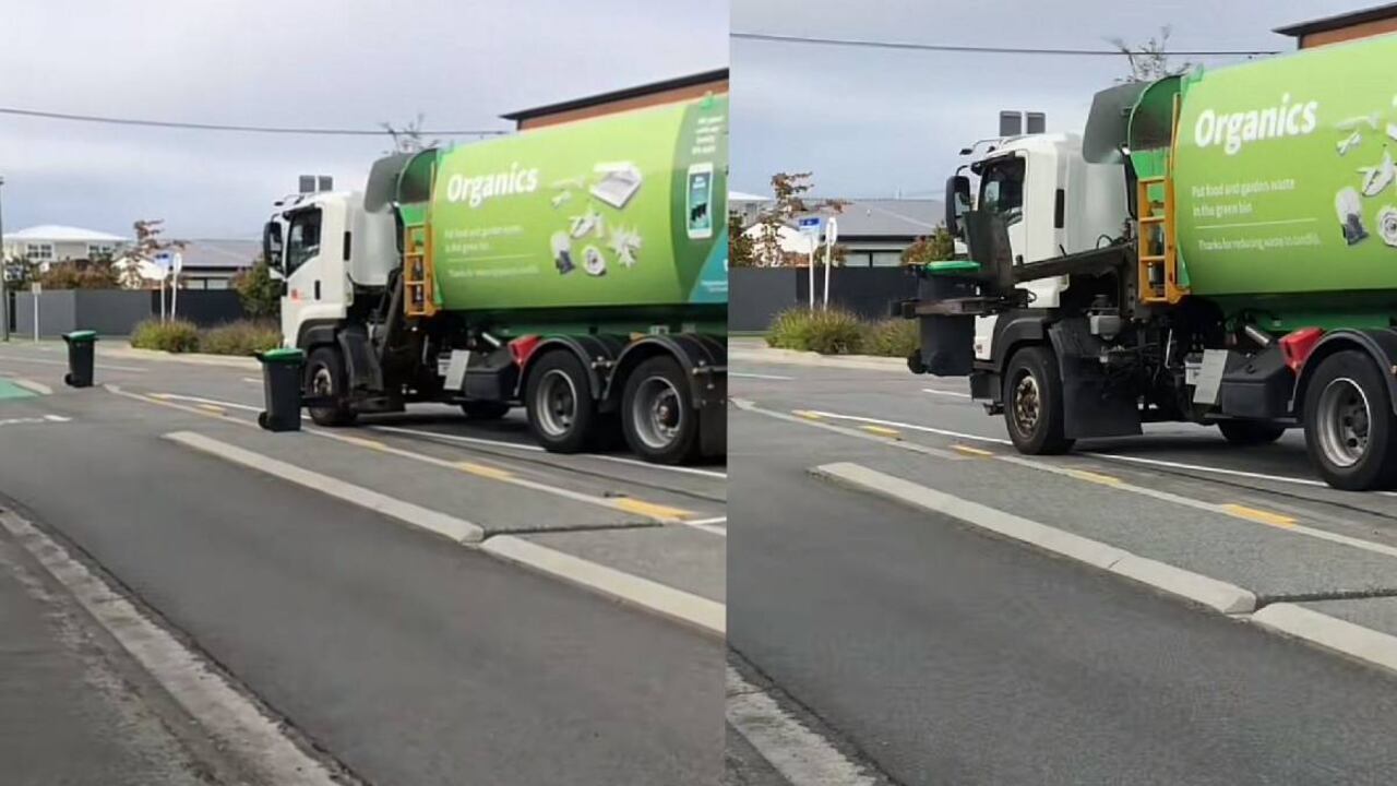 La chilena captó el momento en el que un camión de basura recolectó los residuos en una calle de Nueva Zelanda