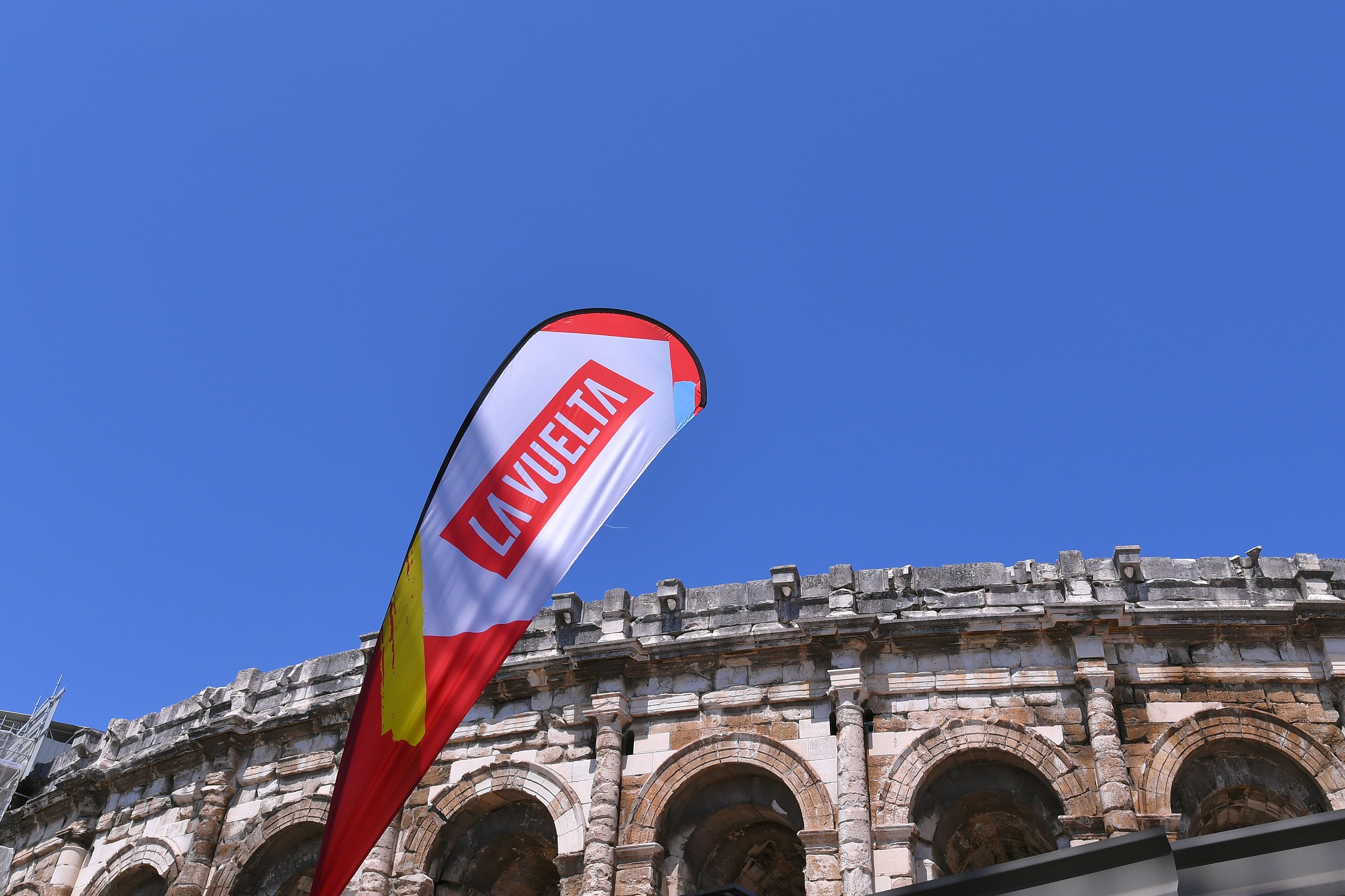 Cycling: 72Nd Tour Of Spain 2017, Vuelta Top Riders Press Conferenceillustration, Flag, Logo, Pc, Arena Of Nimes, Nimes, La Vuelta, (Photo by Tim De Waele/Getty Images)