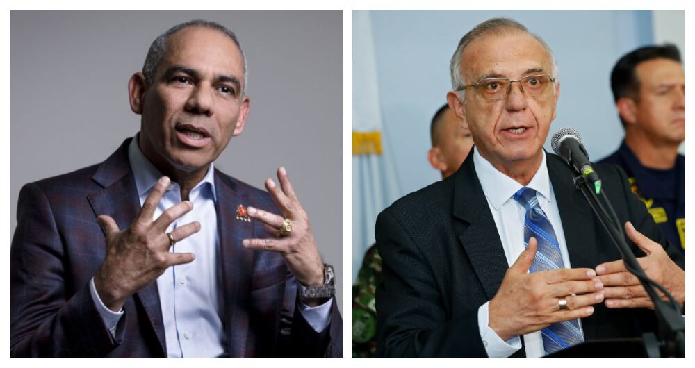 El general (r) Eduardo Zapateiro, excomandante del Ejército, y el ministro de Defensa, Iván Velásquez