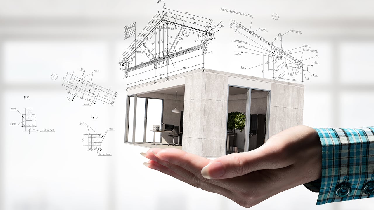 Presentación manual en patrón de diseño de interiores de palma. Técnica mixta