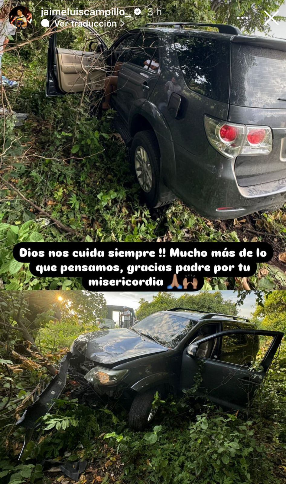 Jaime Luis Campillo sufrió accidente de tránsito.