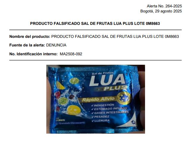 El producto fue falsificado y está circulando en el mercado.