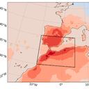 Mapa de calor en la Península Ibérica y norte de África.