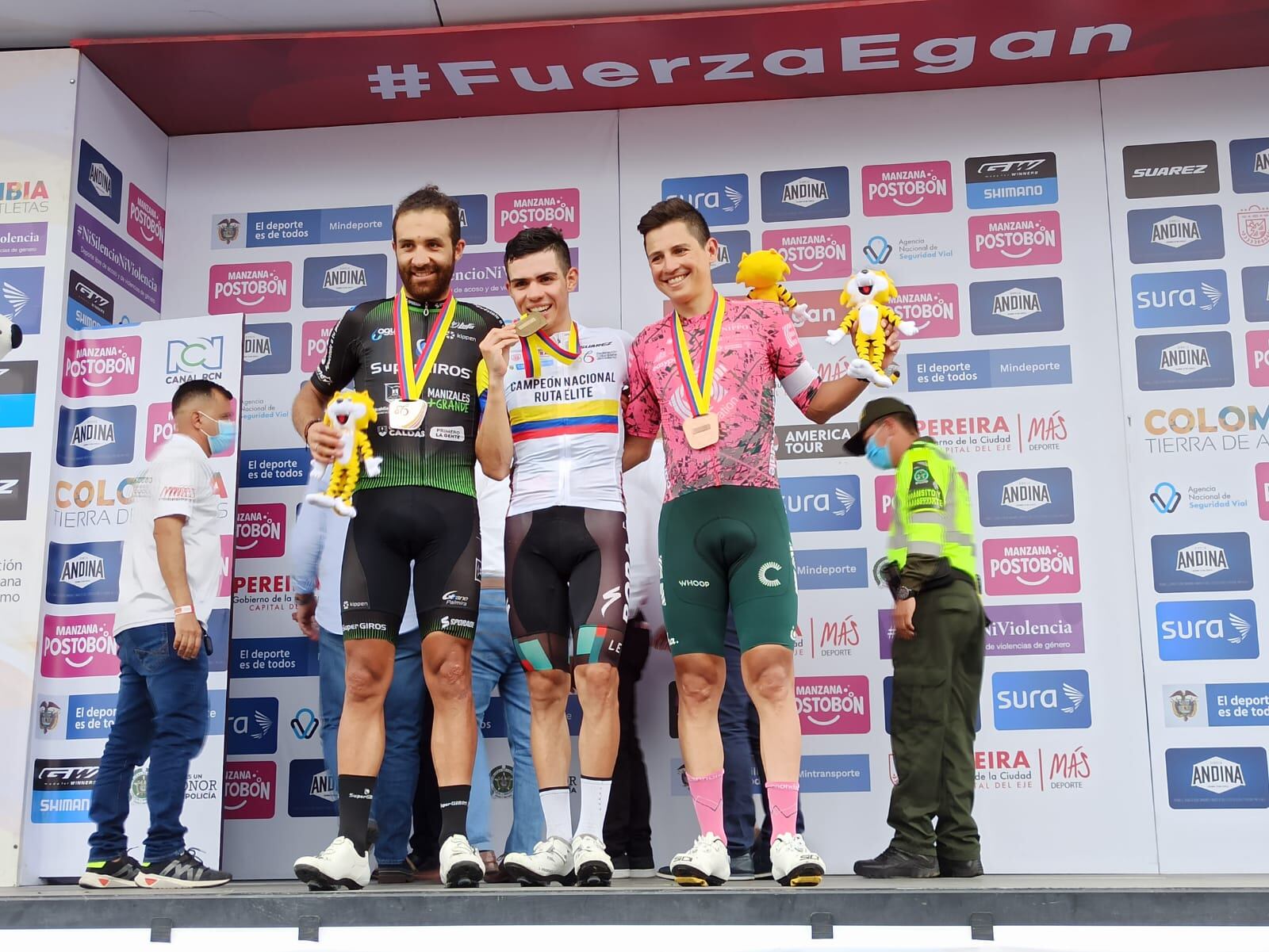 El podio de la prueba élite en los Nacionales de Ruta 2022