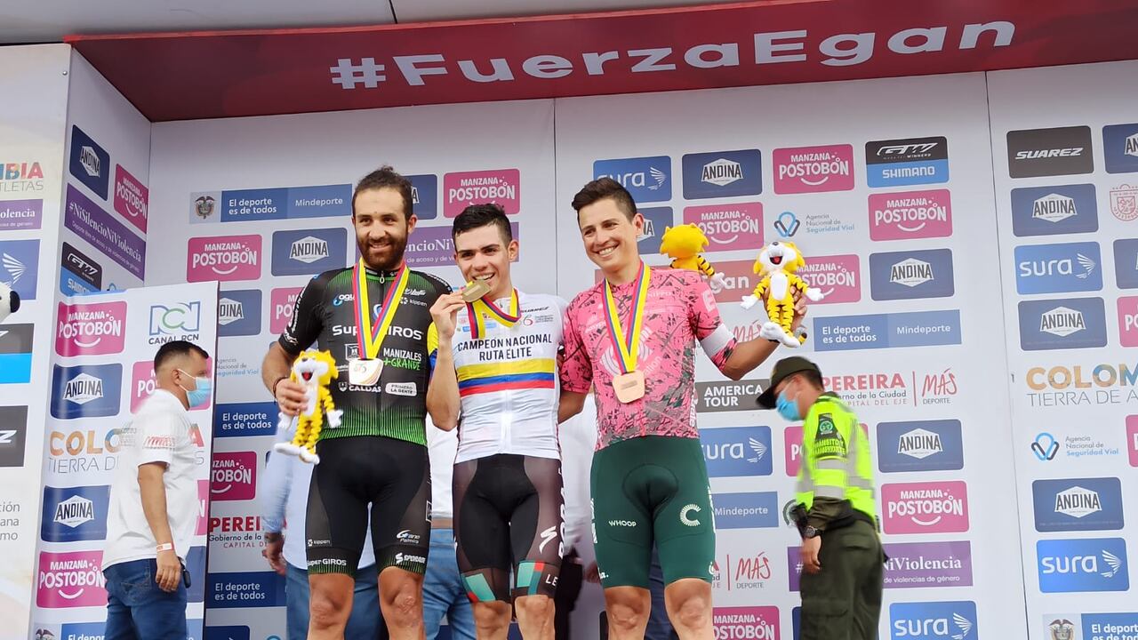 El podio de la prueba élite en los Nacionales de Ruta 2022