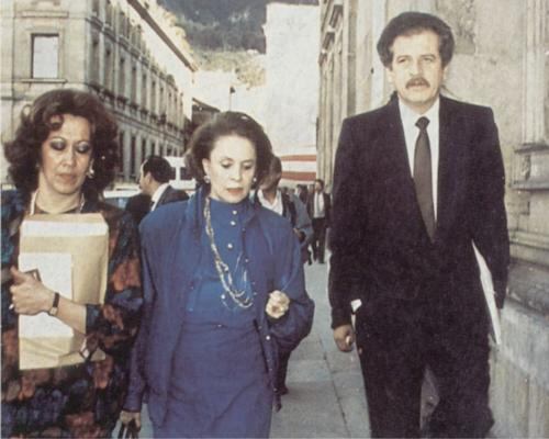 Galán con Olga Duque de Ospina, a finales de los 80.